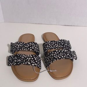 Black & White Polka Dot Double Bow Sandals